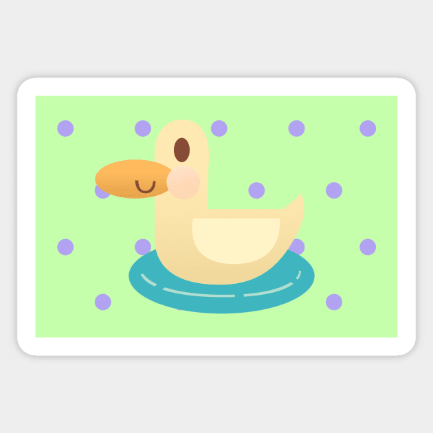 This duck is so happy in his tiny pond Sticker by PIOI